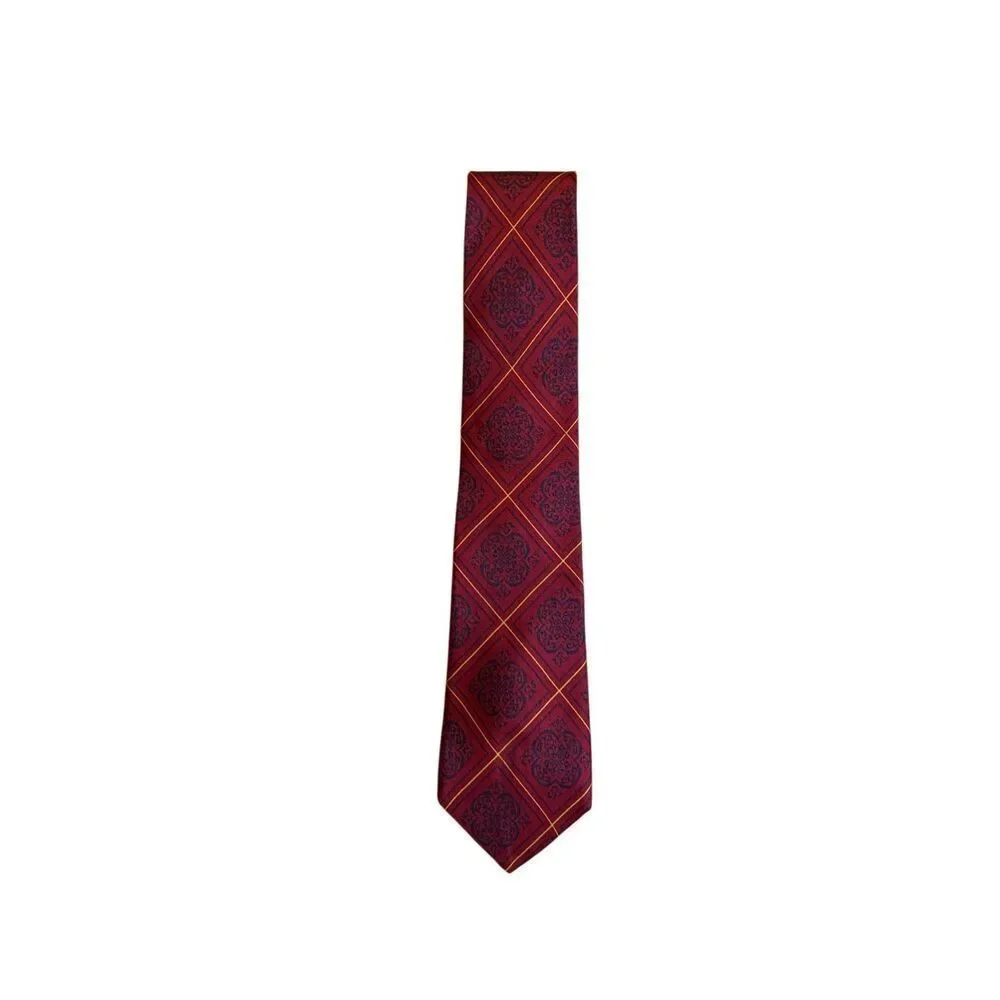 Metropolitan museum of art vintage men’s 100% silk classic burgundy, tie 57